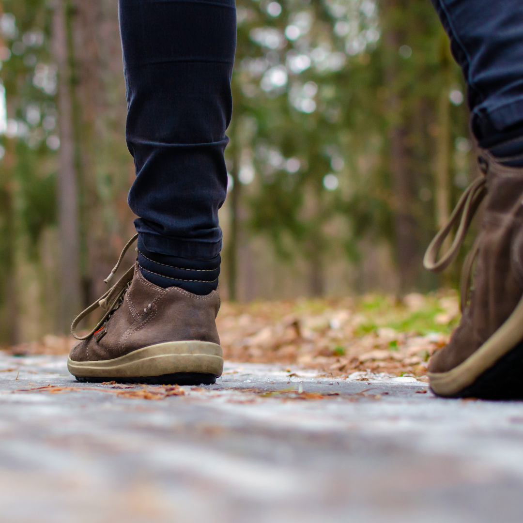 close up on person walking
